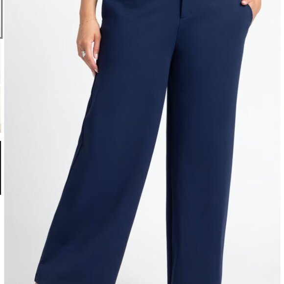 TWO PAIR 14W Eloquii The Ultimate Stretch Wide Leg Pants: Navy & Burgundy, EUC - Picture 10 of 10